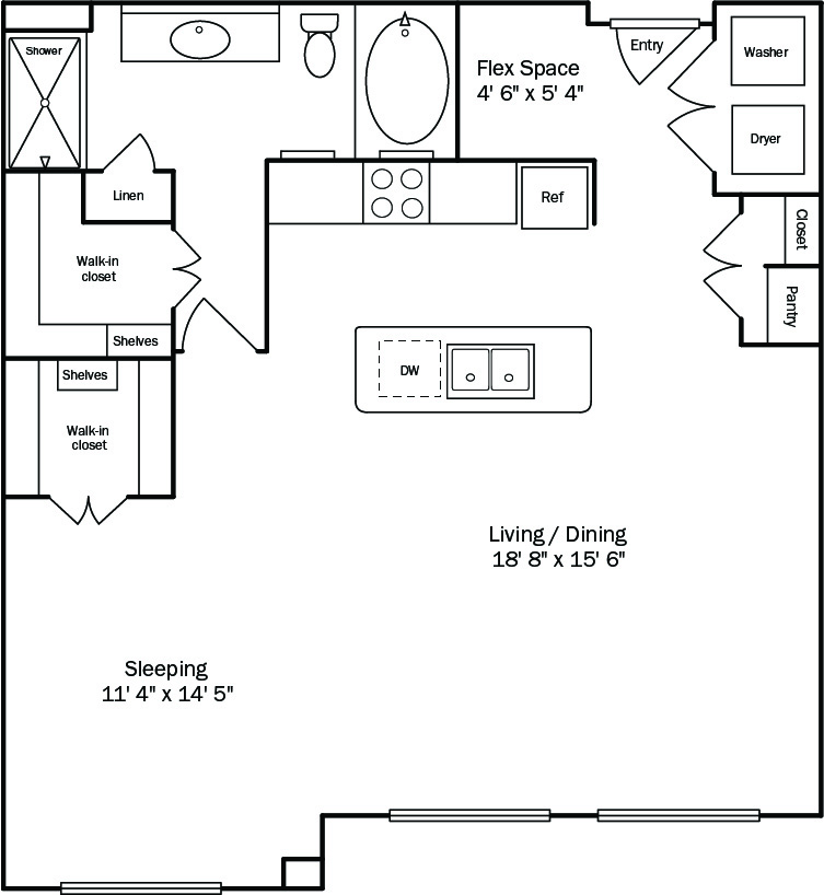 Floor plan layout diagram for 1M